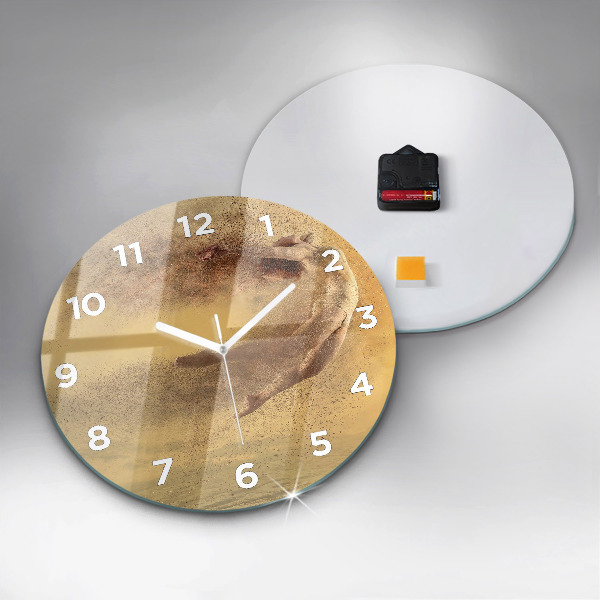 Round glass clock Woman in figure
