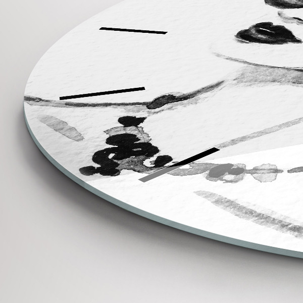 Round glass clock Fashionable woman