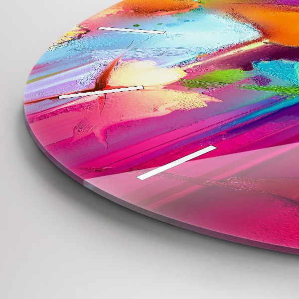 Round glass clock Abstract flowers