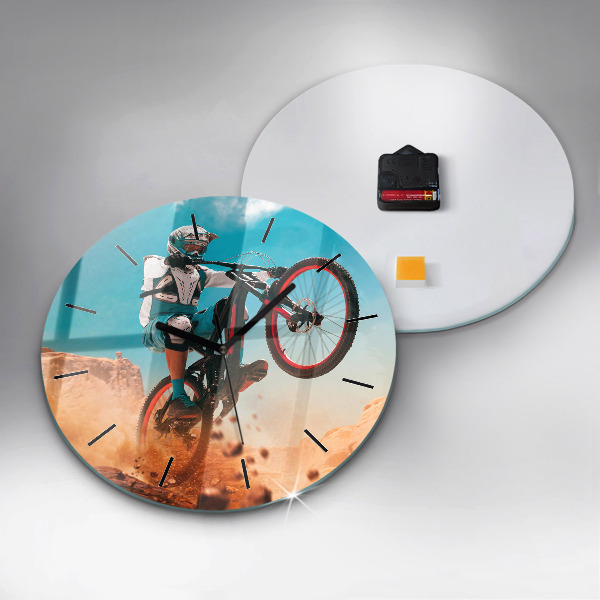 Round glass clock Stuntman and adrenaline