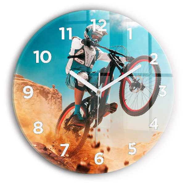Round glass clock Stuntman and adrenaline
