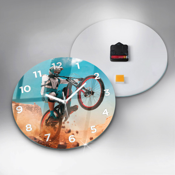 Round glass clock Stuntman and adrenaline