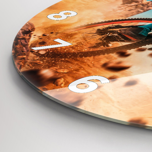 Round glass clock Stuntman and adrenaline