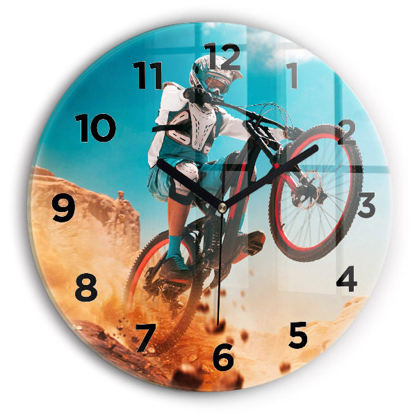 Round glass clock Stuntman and adrenaline