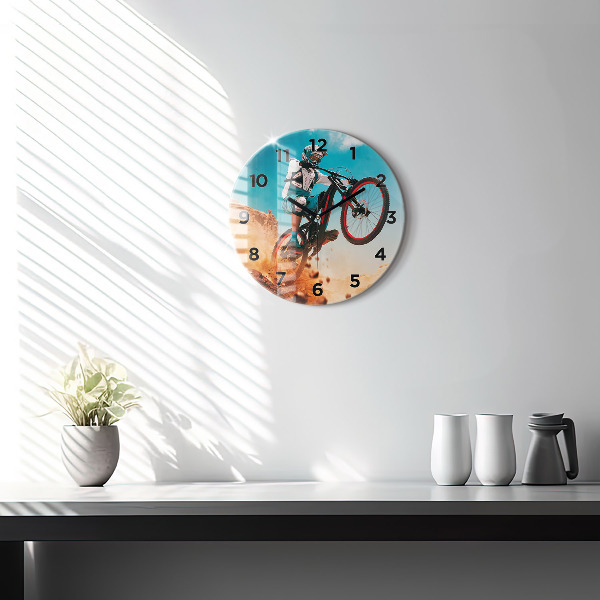 Round glass clock Stuntman and adrenaline