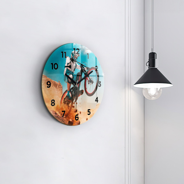 Round glass clock Stuntman and adrenaline