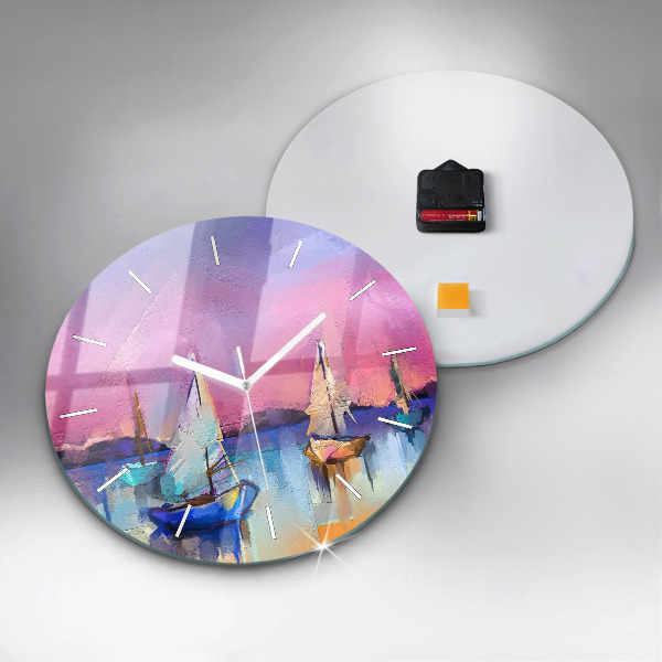 Round glass clock Seascape