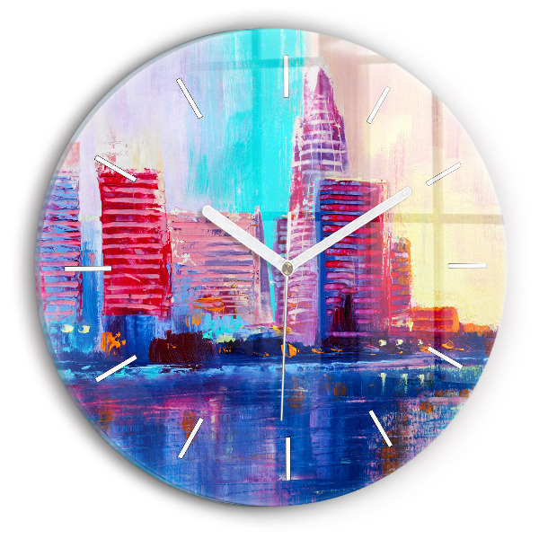 Round glass clock Skyscraper abstraction