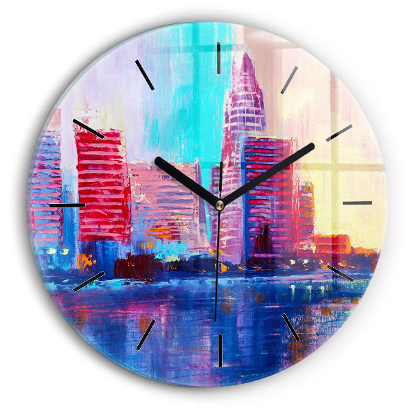 Round glass clock Skyscraper abstraction