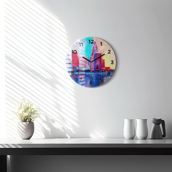 Round glass clock Skyscraper abstraction