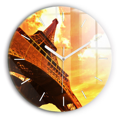 Round glass clock The Eiffel Tower in Paris