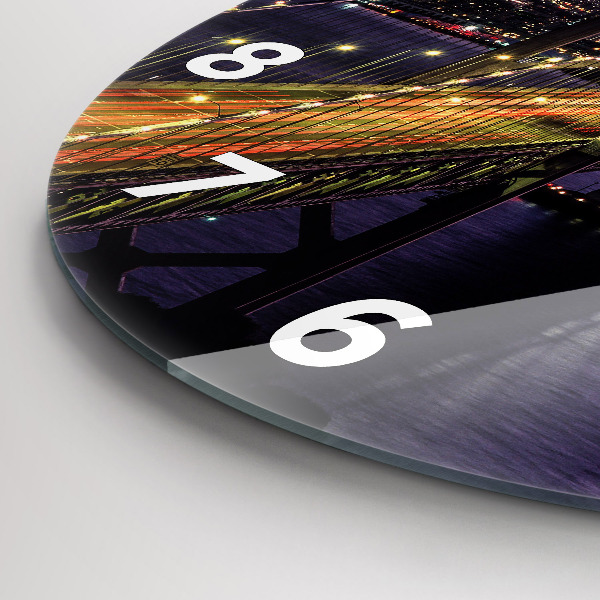Round glass clock USA sunset