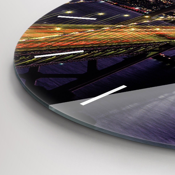 Round glass clock USA sunset