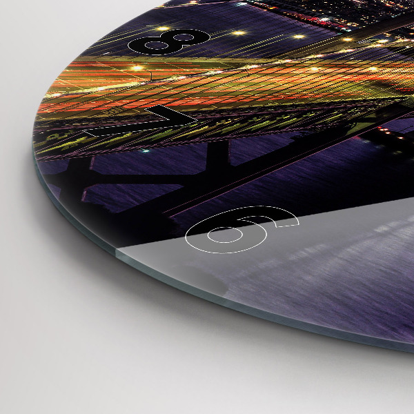 Round glass clock USA sunset