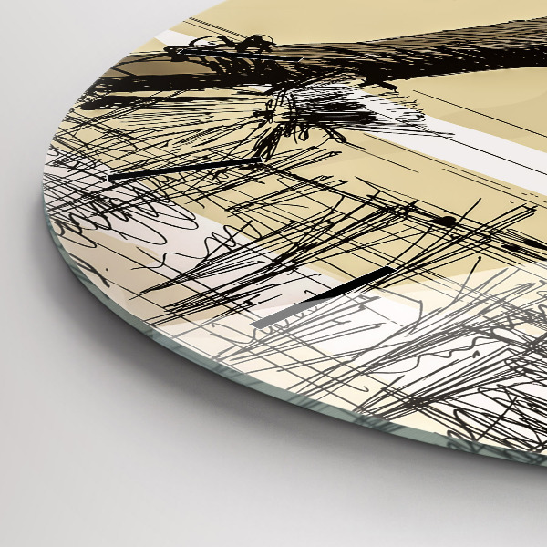 Round glass clock Woman picking rice