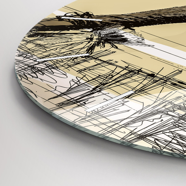 Round glass clock Woman picking rice