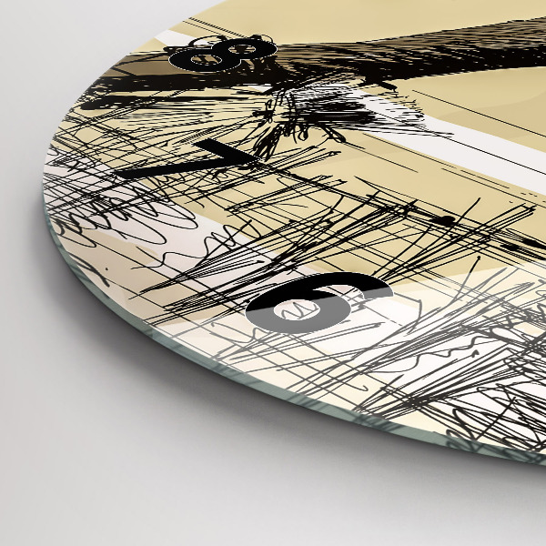 Round glass clock Woman picking rice