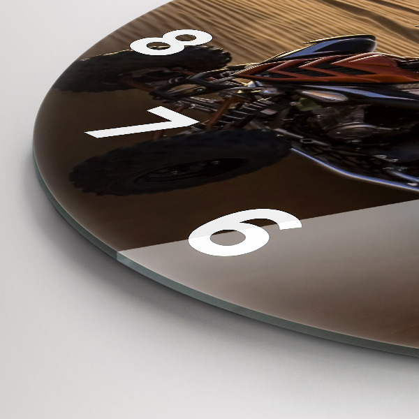 Round glass clock Quad in the desert