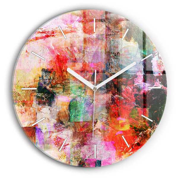 Round glass clock Abstract composition