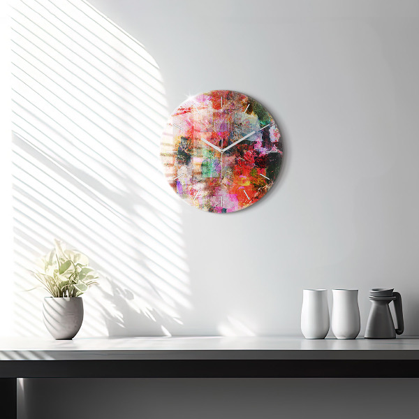 Round glass clock Abstract composition