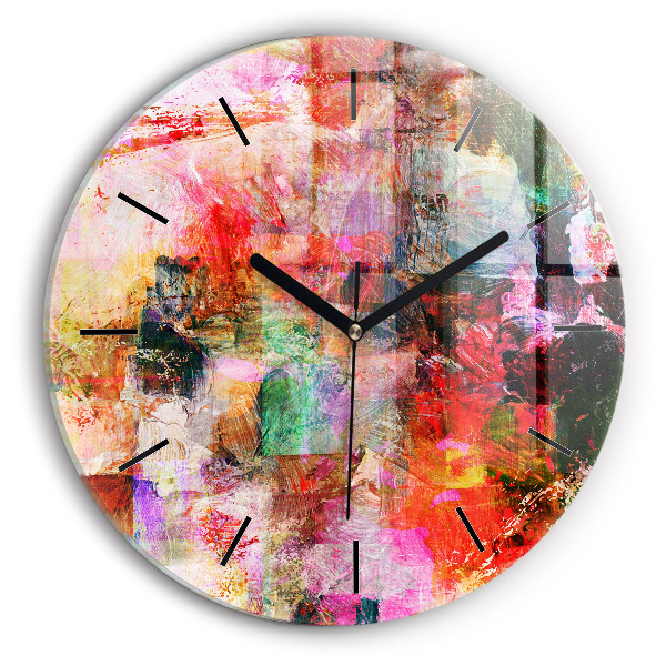 Round glass clock Abstract composition