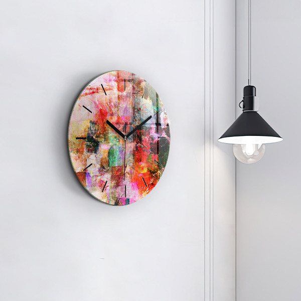 Round glass clock Abstract composition
