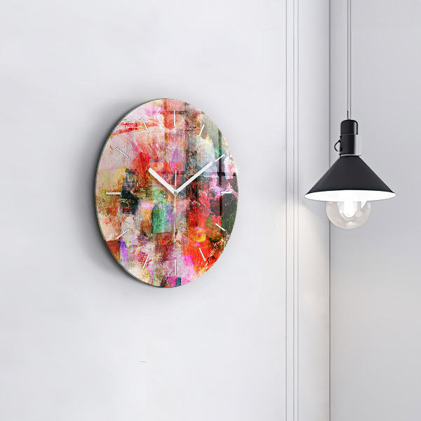 Round glass clock Abstract composition