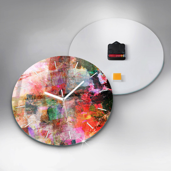 Round glass clock Abstract composition