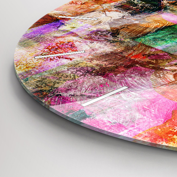 Round glass clock Abstract composition