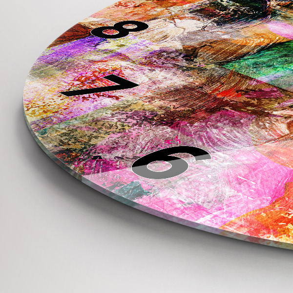 Round glass clock Abstract composition
