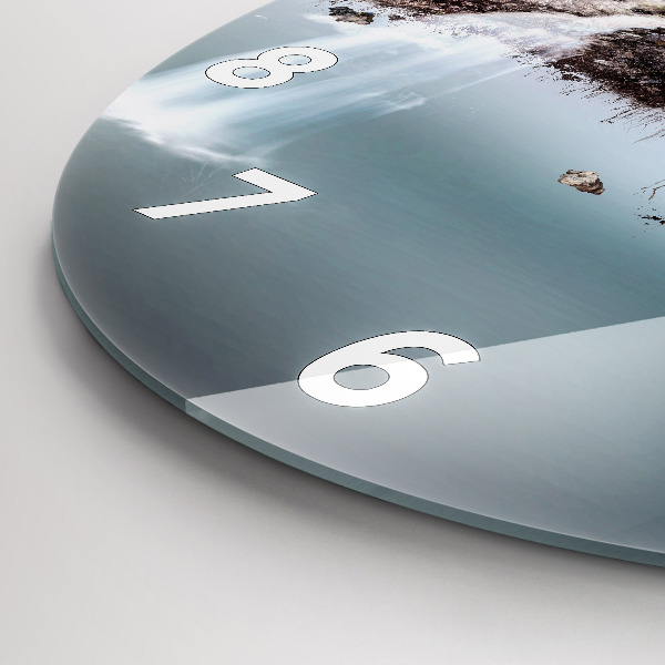 Round glass clock Flying Island and Waterfall