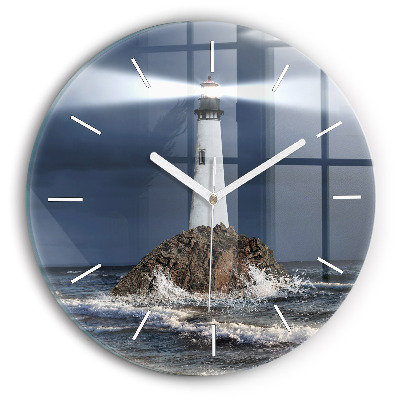 Round glass clock Lighthouse