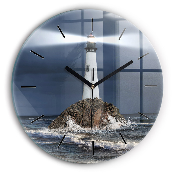 Round glass clock Lighthouse