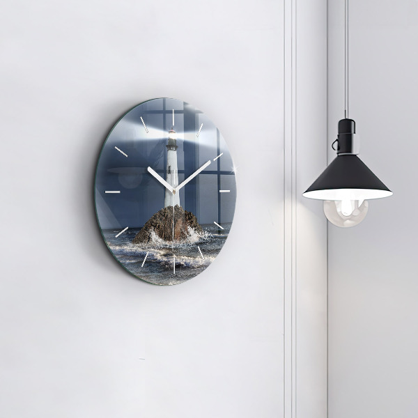 Round glass clock Lighthouse