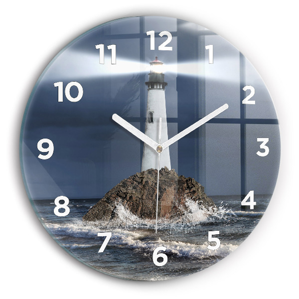 Round glass clock Lighthouse