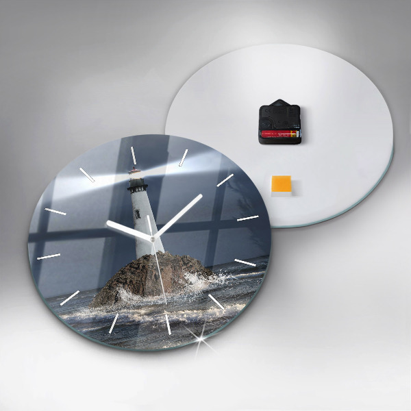 Round glass clock Lighthouse