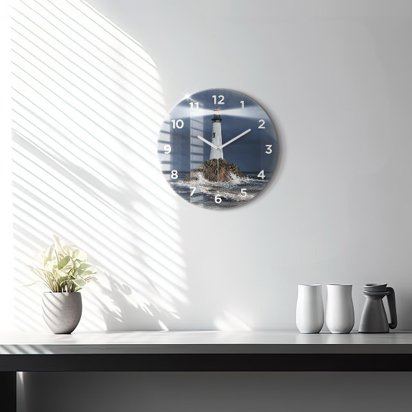 Round glass clock Lighthouse