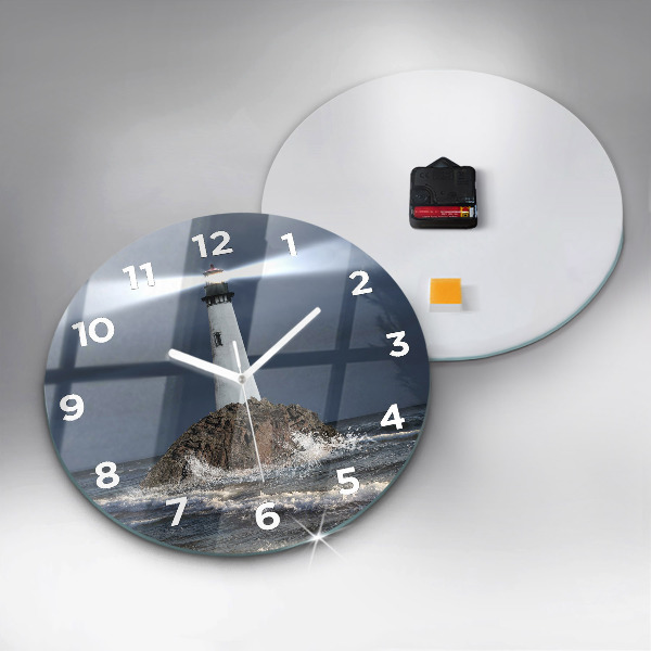 Round glass clock Lighthouse