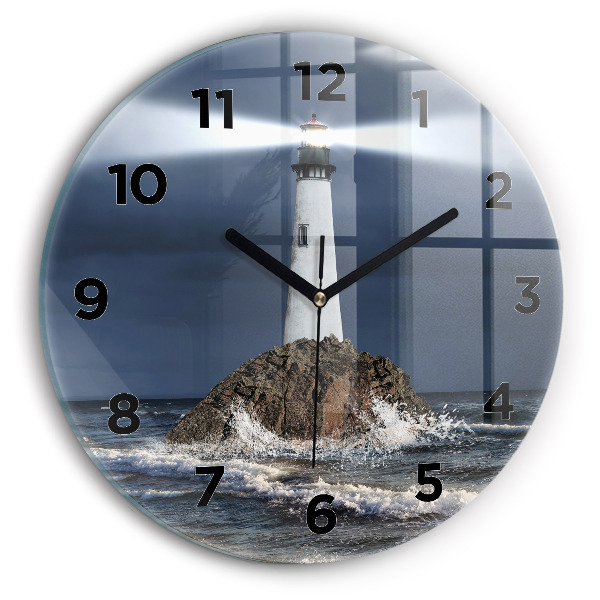 Round glass clock Lighthouse