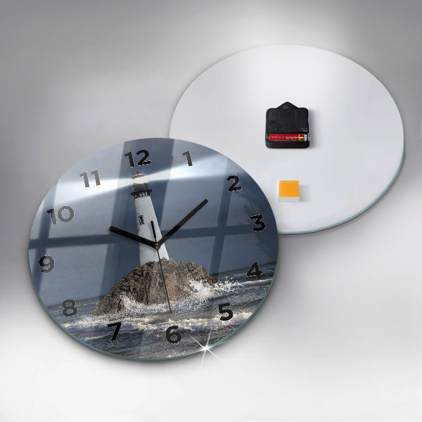 Round glass clock Lighthouse