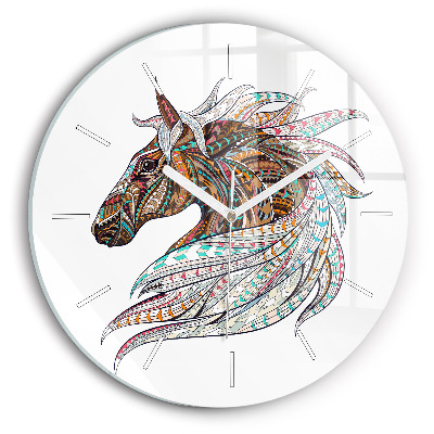 Round glass clock Horse illustration
