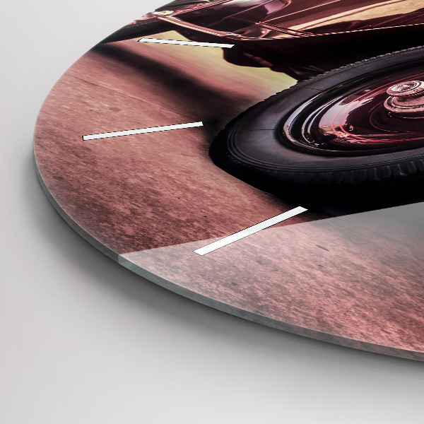 Round glass clock Vintage car