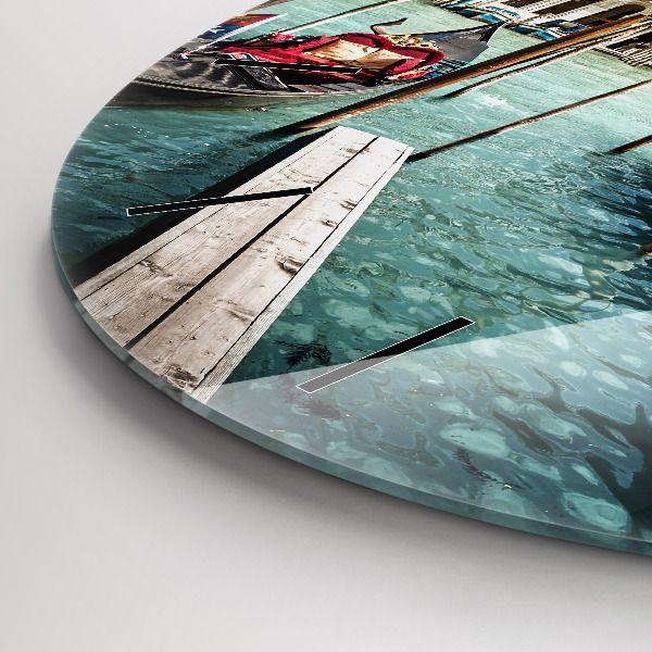 Round glass clock Gondolas Venice Italy