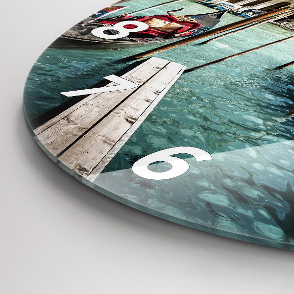 Round glass clock Gondolas Venice Italy