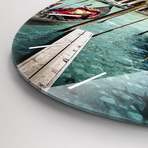 Round glass clock Gondolas Venice Italy
