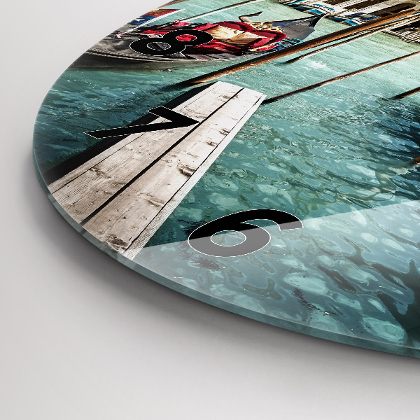 Round glass clock Gondolas Venice Italy