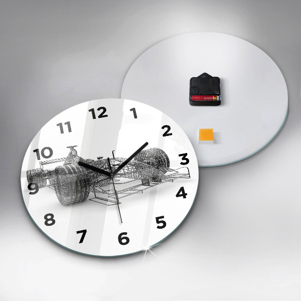 Round glass clock F1 car design