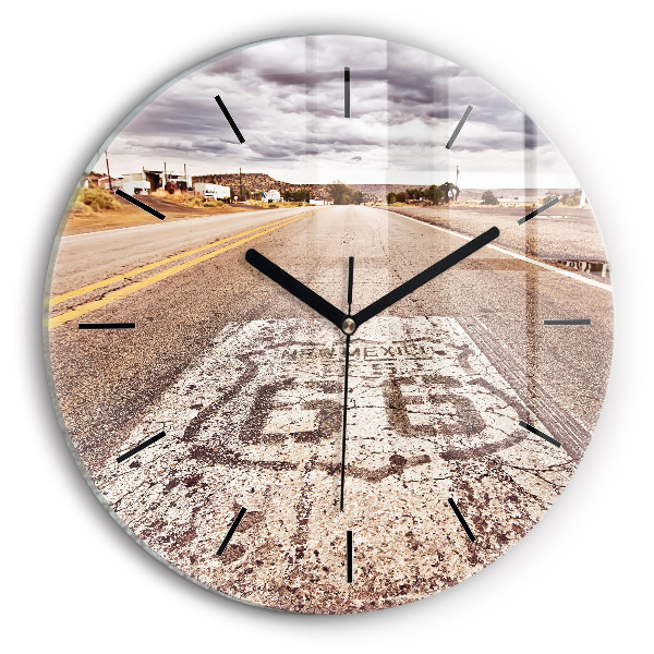 Round glass clock Route 66 USA