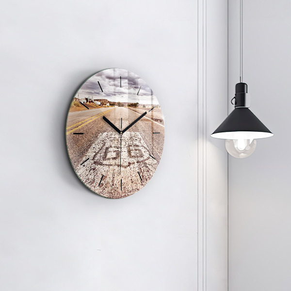 Round glass clock Route 66 USA