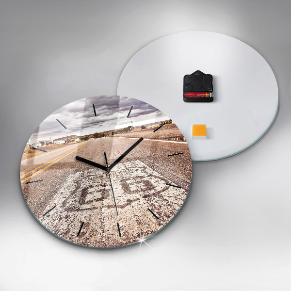 Round glass clock Route 66 USA